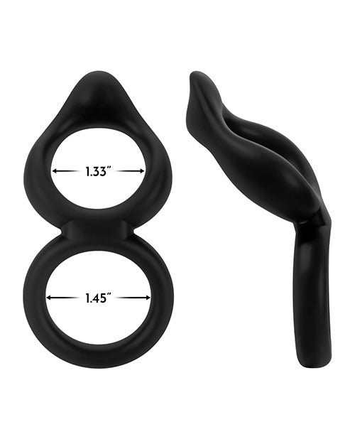 Forto F-88 Double Ring Liquid Silicone Cock Ring - Black - LUST Depot