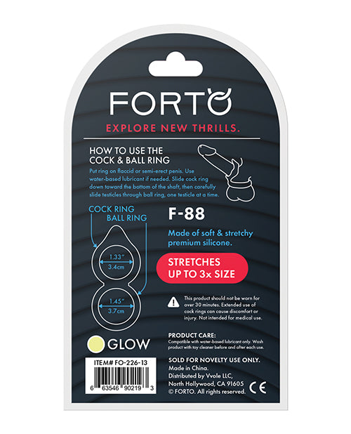 Forto F-88 Double Ring Liquid Silicone Cock Ring - Glow In The Dark - LUST Depot