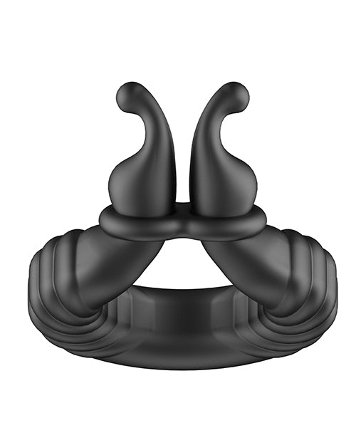 Forto F-24 Textured Vibrating Cock Ring - Black - LUST Depot