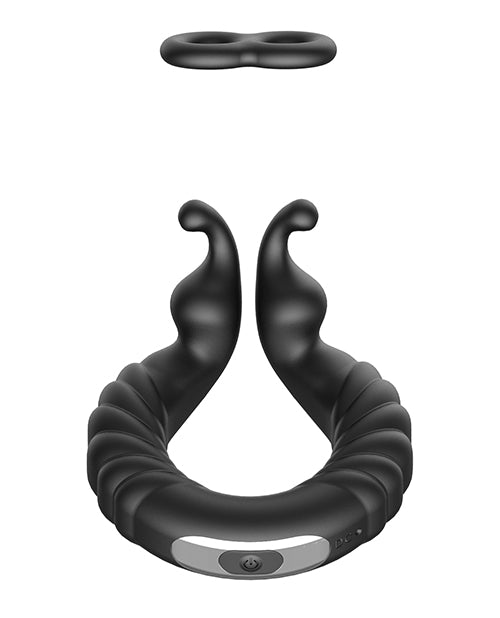 Forto F-24 Textured Vibrating Cock Ring - Black - LUST Depot