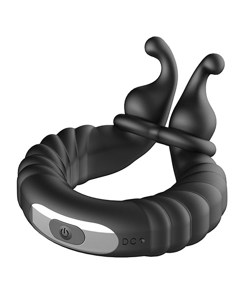 Forto F-24 Textured Vibrating Cock Ring - Black - LUST Depot