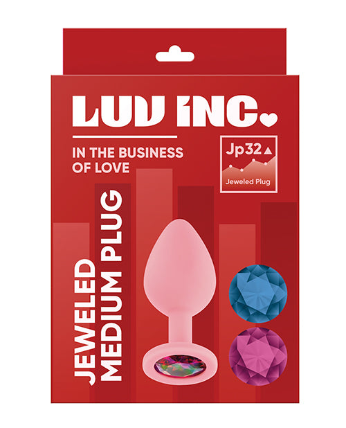 Luv Inc. Jeweled Silicone Butt Plug W/three Stones - Medium Light Pink - LUST Depot