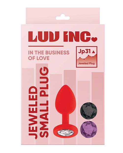 Luv Inc. Jeweled Silicone Butt Plug W/three Stones - Small Red - LUST Depot