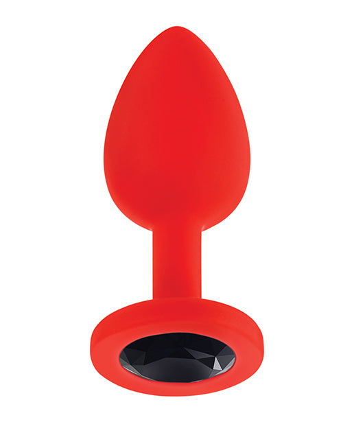 Luv Inc. Jeweled Silicone Butt Plug W/three Stones - Small Red - LUST Depot