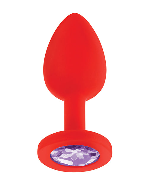 Luv Inc. Jeweled Silicone Butt Plug W/three Stones - Small Red - LUST Depot