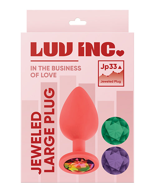 Luv Inc. Jeweled Silicone Butt Plug W/three Stones - Large Coral - LUST Depot