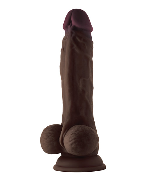 Shaft Model A Flexskin Liquid Silicone 8.5" Dong W-balls - Mahogany - LUST Depot