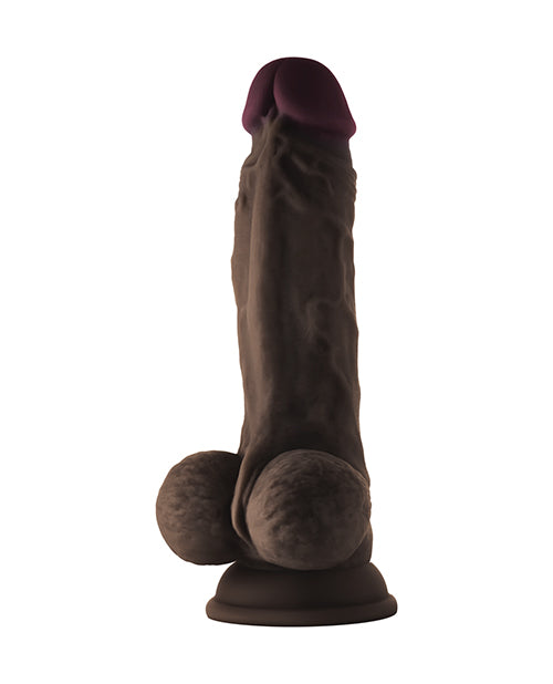 Shaft Model A Flexskin Liquid Silicone 7.5" Dong W-balls - Mahogany - LUST Depot