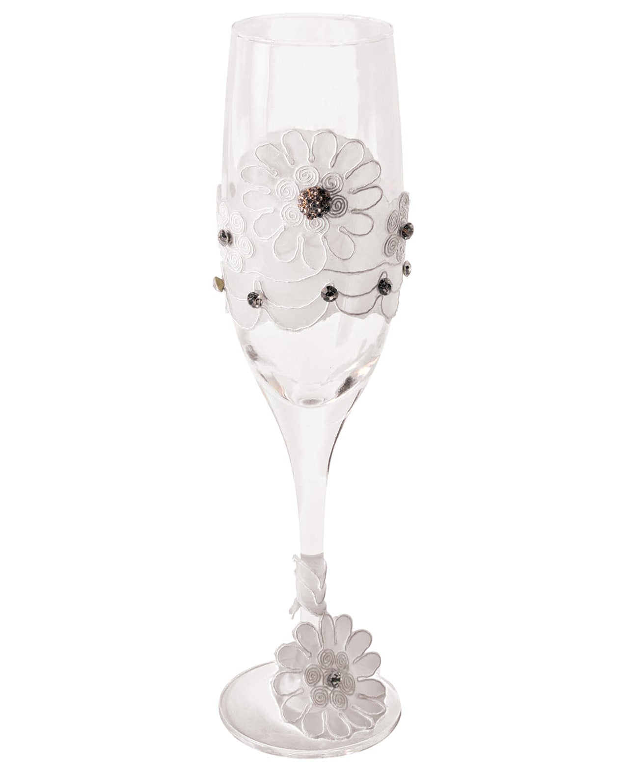 Bride To Be Champagne Glass W-white Lace Trim - LUST Depot