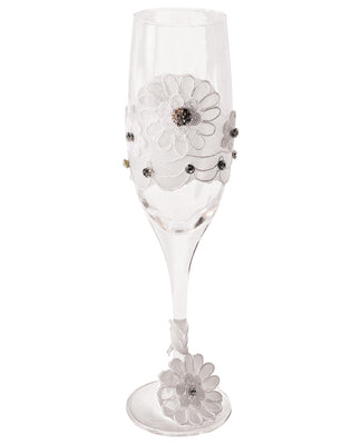 Bride To Be Champagne Glass  W-white Lace Trim