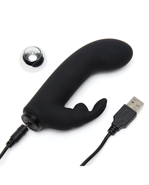 Fifty Shades Of Grey Greedy Girl Rechargeable Mini Rabbit Vibrator - Black - LUST Depot