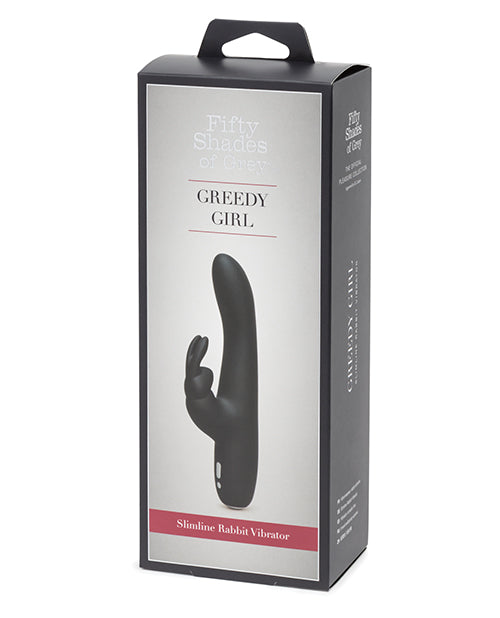 Fifty Shades Of Grey Greedy Girl Rechargeable Slimline Rabbit Vibrator - Black - LUST Depot