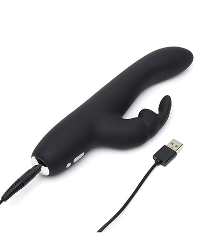 Fifty Shades Of Grey Greedy Girl Rechargeable Slimline Rabbit Vibrator - Black - LUST Depot