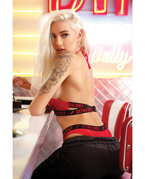 Vibes Extra Spicy Halter Bralette & Cheeky Panty Chili Red S-m - LUST Depot
