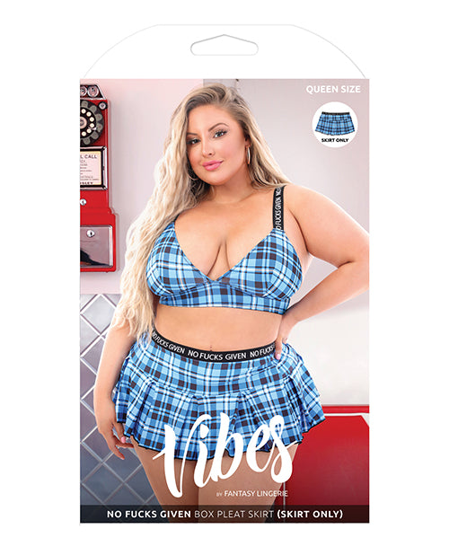 Vibes No Fucks Given Box Pleat Skirt Monday Blue Qn - LUST Depot