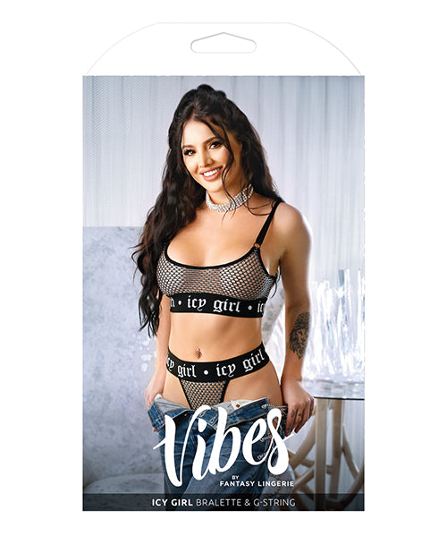 Vibes Icy Girl Metallic Fishnet Bralette & G-string Black L-xl - LUST Depot