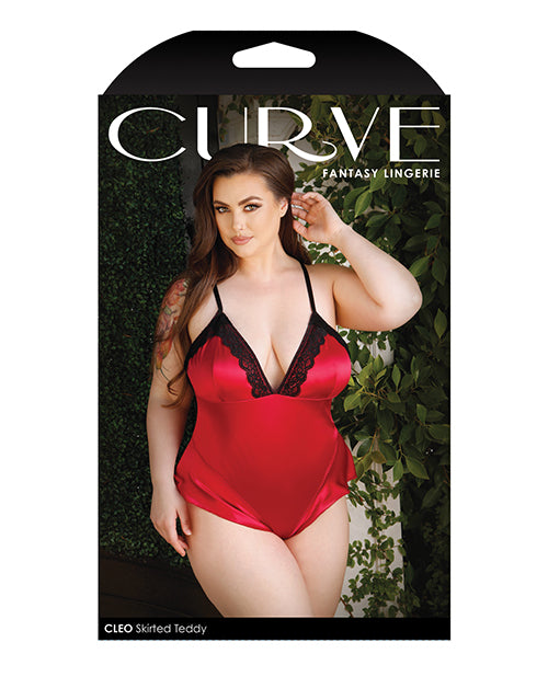 Curve Cleo Skirted Teddy W-snap Crotch Red 1x-2x - LUST Depot