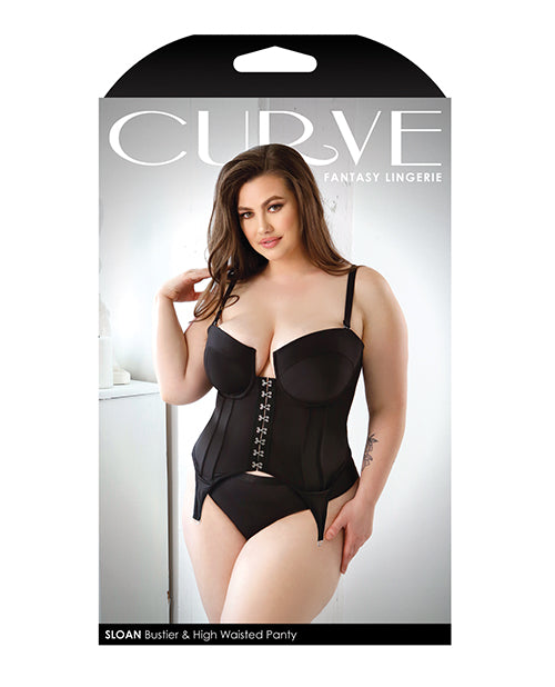 Curve Sloan Cropped Bustier Top & Panty Black 1x-2x - LUST Depot