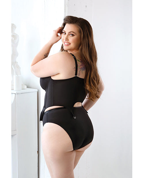 Curve Sloan Cropped Bustier Top & Panty Black 1x-2x - LUST Depot