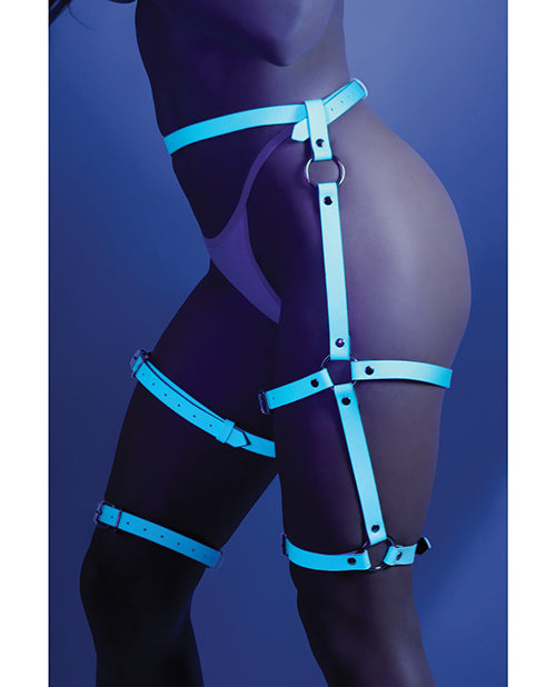 Glow Buckle Up Glow In The Dark Leg Harness Light Blue O-s - LUST Depot