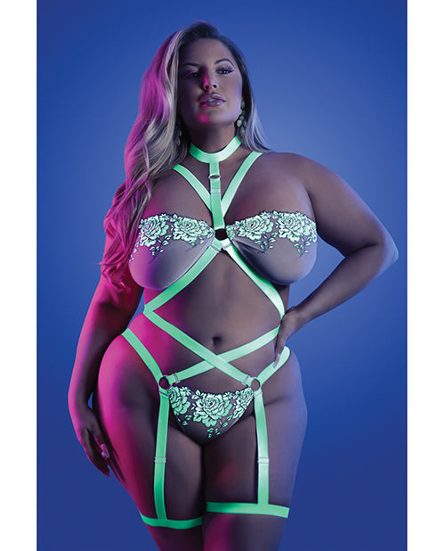 Glow Night Vision Glow In The Dark Gartered Teddy Qn - LUST Depot