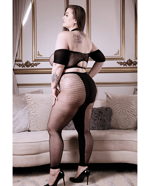 Sheer Fantasy Missing You Opaque & Net Off Should Top W-leggings Black Qn - LUST Depot