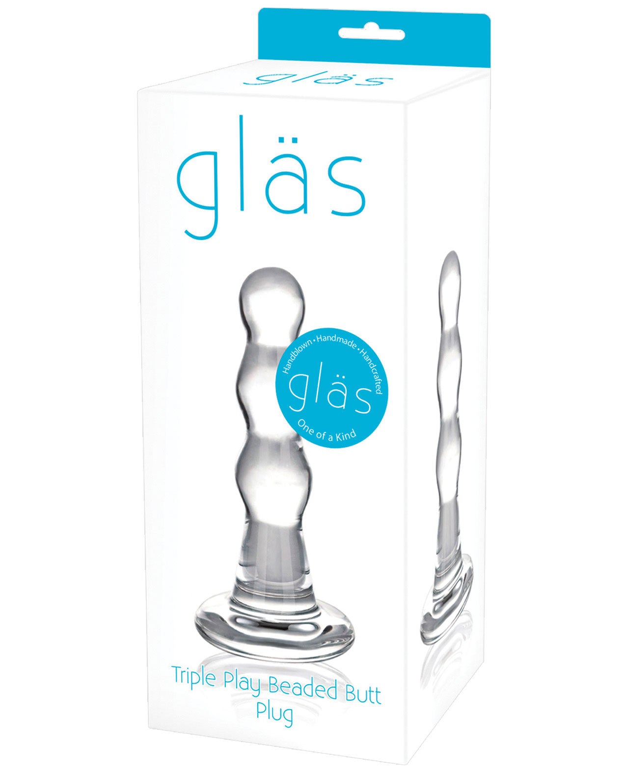 Glas Triple Play Beaded Butt Plug - Clear - LUST Depot