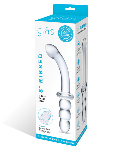 Glas 8" Ribbed G-spot Glass Dildo - LUST Depot