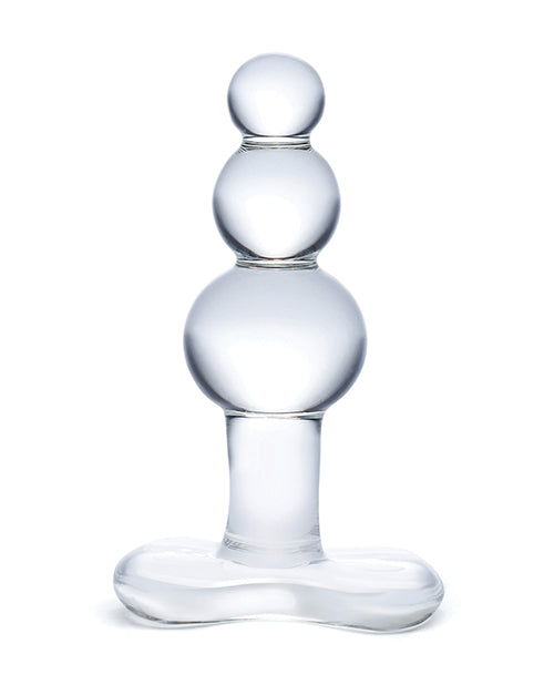 Glas 4" Beaded Glass Butt Plug W/tapered Base - Clear - LUST Depot