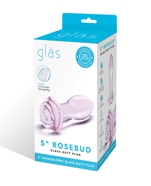 Glas 5" Rosebud Glass Butt Plug - Pink - LUST Depot