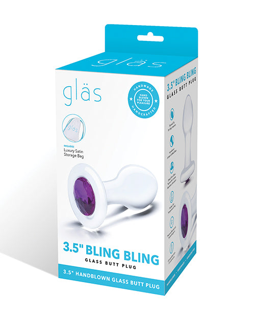 Glas 3.5" Bling Bling Glass Butt Plug - Clear - LUST Depot