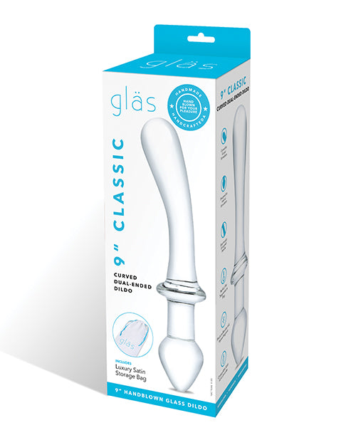 Glas 9" Classic Curved Dual Ended Dildo - Clear - LUST Depot