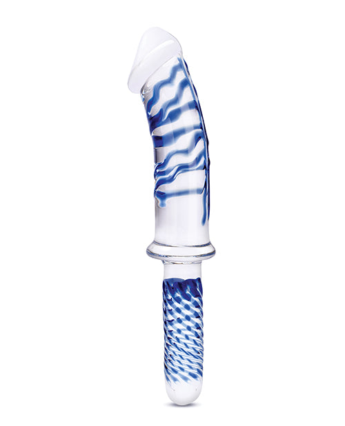 Glas 11" Realistic Double Ended Glass Dildo W-handle - Blue - LUST Depot