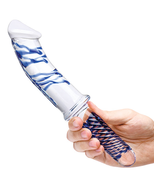 Glas 11" Realistic Double Ended Glass Dildo W-handle - Blue - LUST Depot