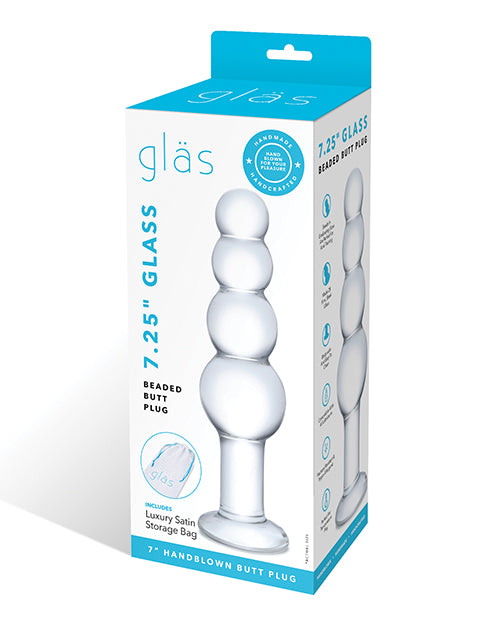 Glas 7.25" Glass Beaded Butt Plug - Clear - LUST Depot