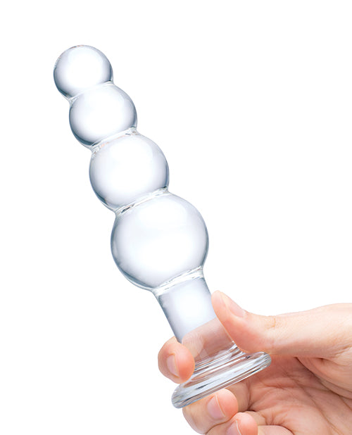 Glas 7.25" Glass Beaded Butt Plug - Clear - LUST Depot