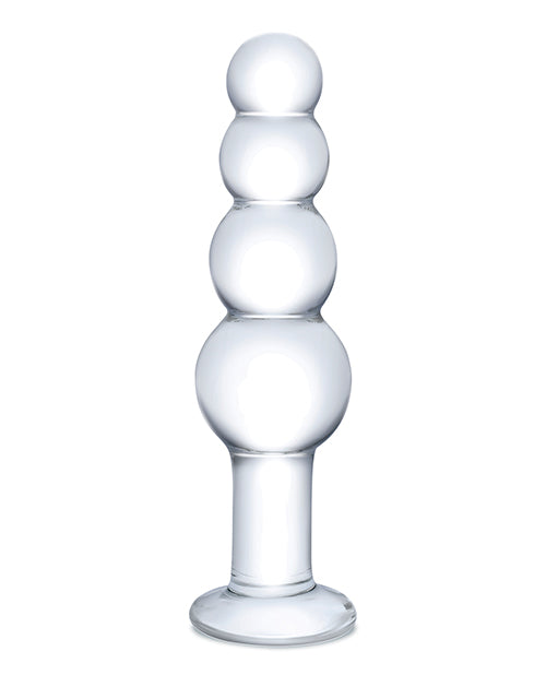 Glas 7.25" Glass Beaded Butt Plug - Clear - LUST Depot