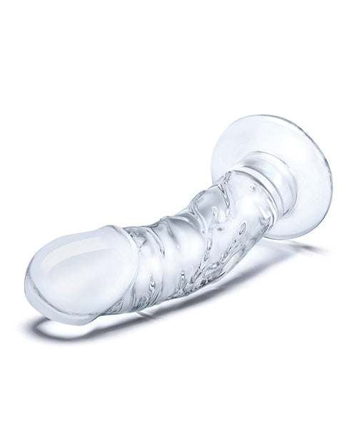 Glas 7" Realistic Curved Glass Dildo W-veins - Clear - LUST Depot