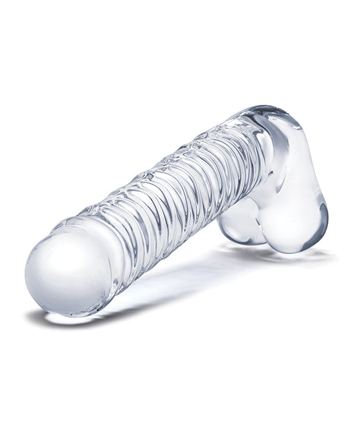 Glas 8" Realistic Ribbed Glass G-spot Dildo W-balls - Clear - LUST Depot