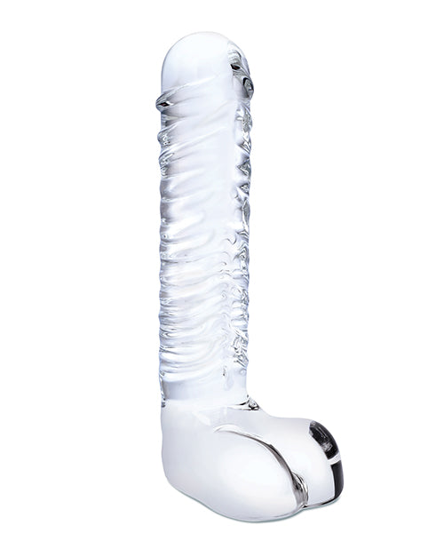 Glas 8" Realistic Ribbed Glass G-spot Dildo W-balls - Clear - LUST Depot