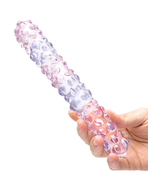 Glas 9" Purple Rose Nubby Glass Dildo - Purple-pink - LUST Depot