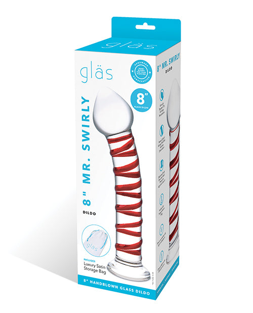 Glas 8" Mr. Swirly Glass Dildo - Red - LUST Depot