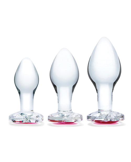 Glas 3 Pc Heart Jewel Glass Anal Training Kit - LUST Depot