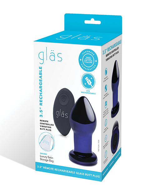 Glas 3.5" Rechargeable Vibrating Butt Plug - Blue - LUST Depot