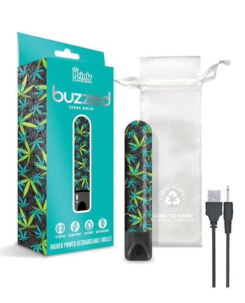 Buzzed 3.5" Rechargeable Bullet - Canna Queen Black - LUST Depot