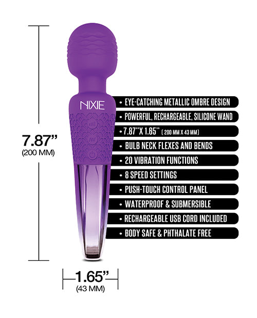 Nixie Rechargeable Wand Massager - Purple Ombre Metallic - LUST Depot