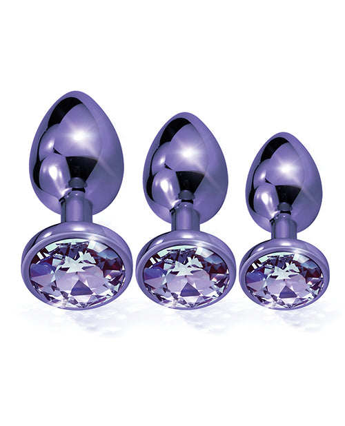 Nixie Metal Butt Plug Trainer Set W-inlaid Jewel - Purple Metallic - LUST Depot