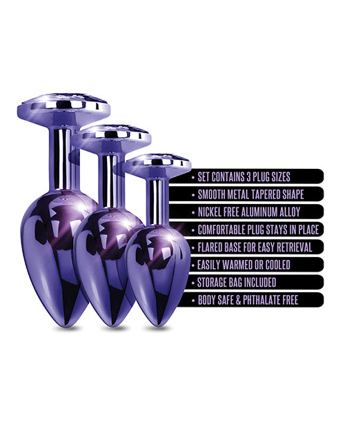 Nixie Metal Butt Plug Trainer Set W-inlaid Jewel - Purple Metallic - LUST Depot