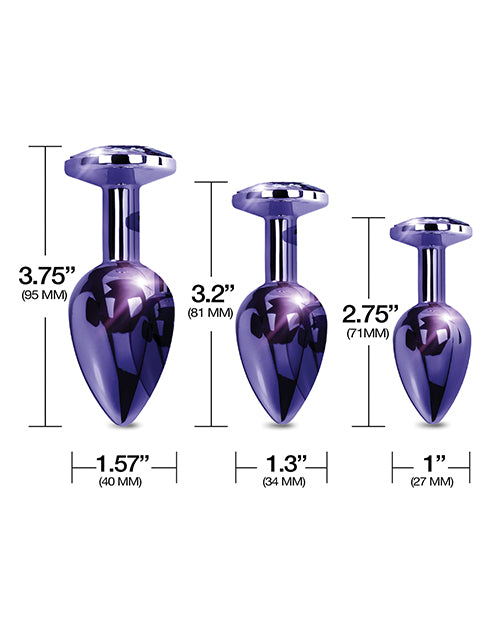 Nixie Metal Butt Plug Trainer Set W-inlaid Jewel - Purple Metallic - LUST Depot