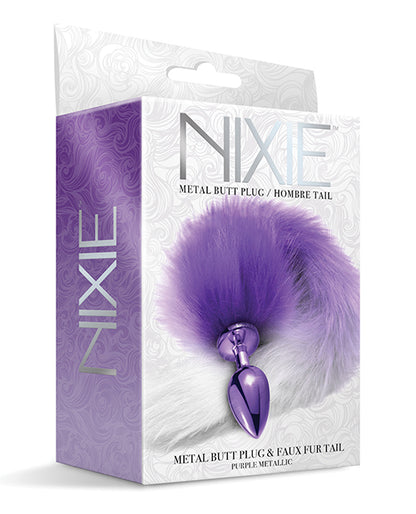 Nixie Metal Butt Plug W-faux Fur Tail - Purple Metallic - LUST Depot